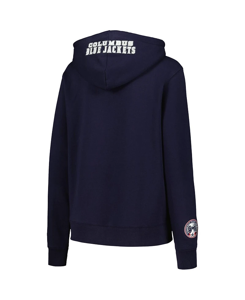 Women's Pro Standard Navy Columbus Blue Jackets Classic Chenille Pullover Hoodie
