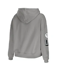 Women's Wear by Erin Andrews Gray Las Vegas Raiders Plus Size Modest Cropped Pullover Hoodie
