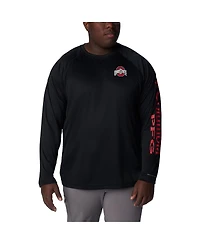 Men's Columbia Black Ohio State Buckeyes Big and Tall Terminal Tackle Omni-Shade Raglan Long Sleeve T-shirt