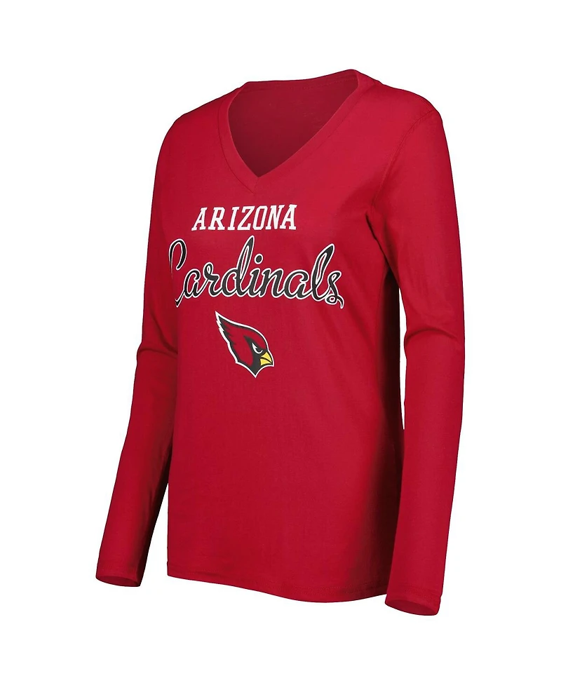 Women's G-iii 4Her by Carl Banks Cardinal Arizona Cardinals Post Season Long Sleeve V-Neck T-shirt