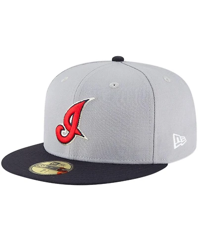Men's New Era Gray Cleveland Guardians Cooperstown Collection Wool 59FIFTY Fitted Hat
