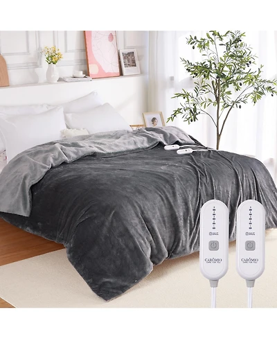Caromio Queen Flannel Sherpa Electric Heated Blanket with Dual Control, 84" x 90"