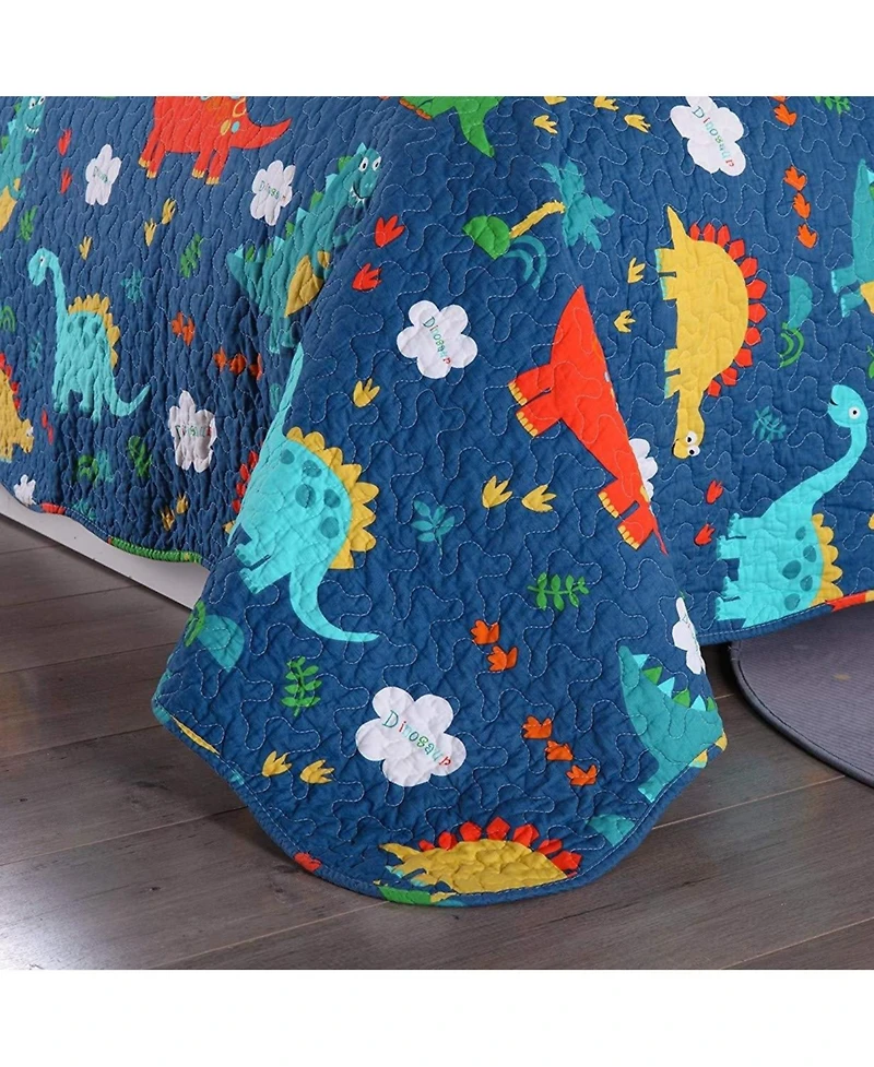 MarCielo 100% Cotton Kids Quilt Dinosaur Bedspread Set for Teens Girls Bedding