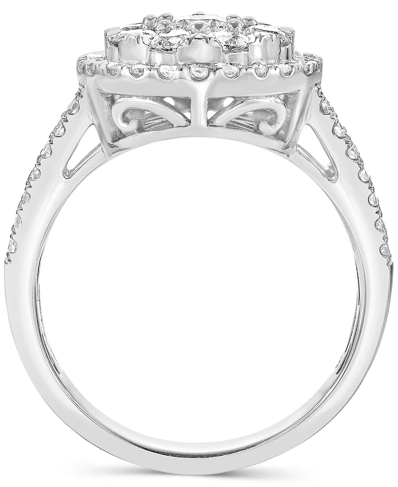 Diamond Halo Cluster Engagement Ring (1-1/2 ct. t.w.) in 14k White Gold