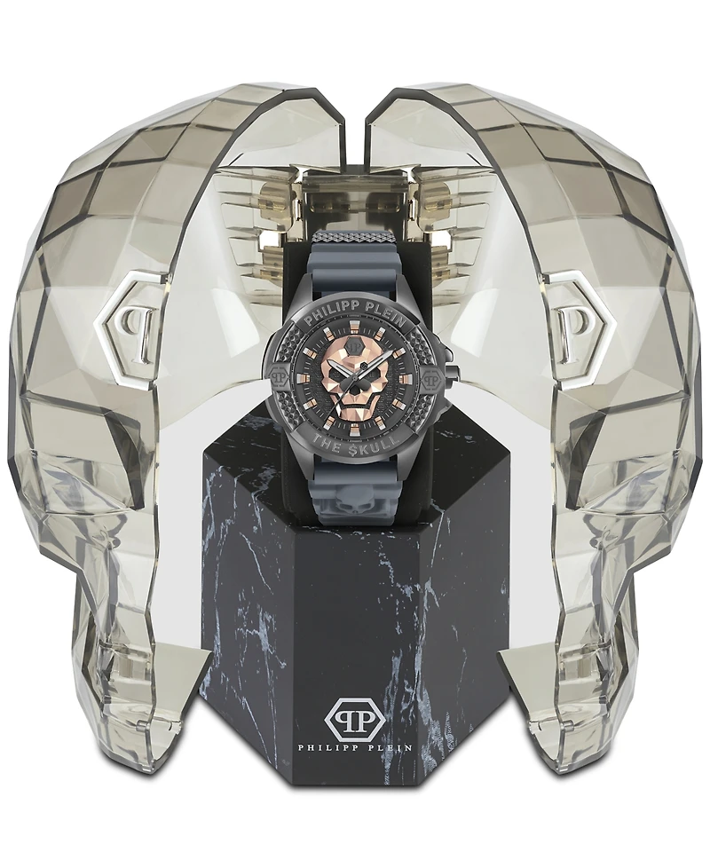 Philipp Plein Men's The Skull Gray Silicone Strap Watch 44mm