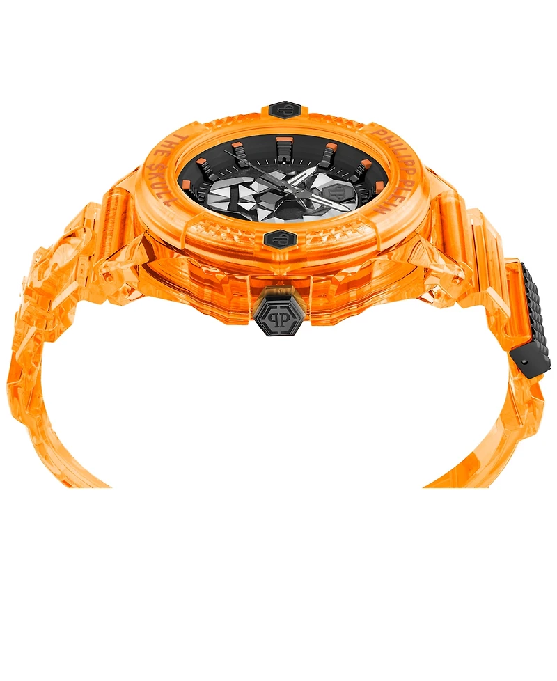 Philipp Plein Unisex The Skull Scuba Duba Orange Silicone Strap Watch 44mm