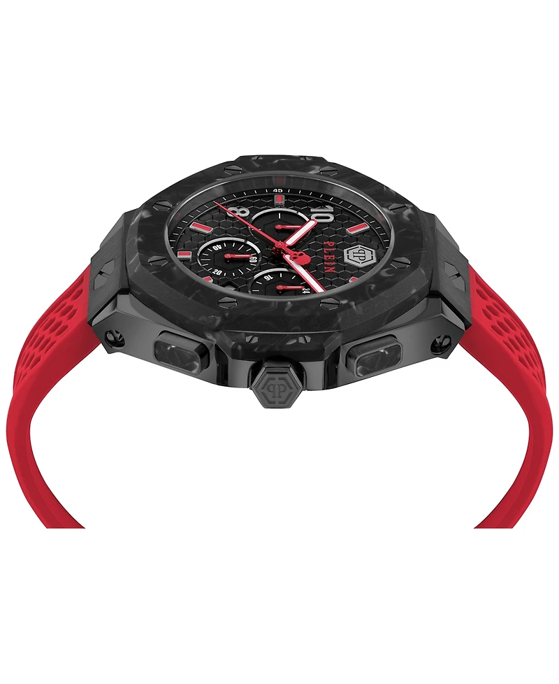 Philipp Plein Men's Chronograph Red Silicone Strap Watch 46mm