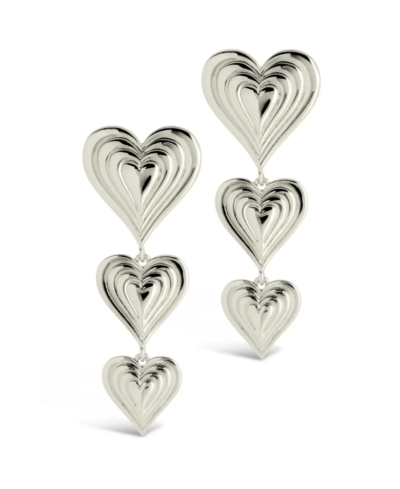 Sterling Forever Silver-Tone or Gold-Tone Beating Heart Drop Studs