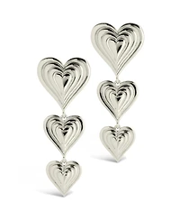 Sterling Forever Silver-Tone or Gold-Tone Beating Heart Drop Studs