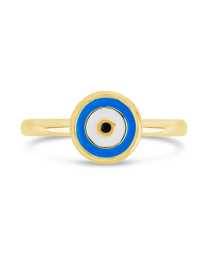 Sterling Forever Gold-Tone or Silver-Tone Blue Bead Enamel Accent Sibyl Ring