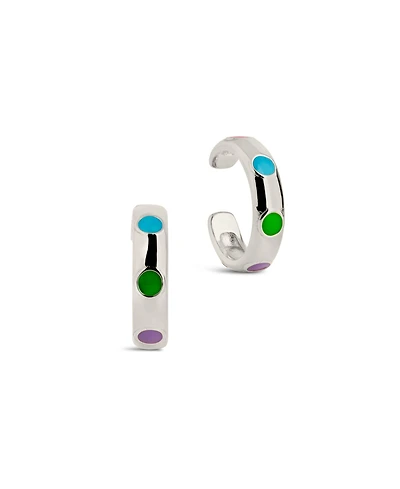 Sterling Forever Gold-Tone or Silver-Tone Colorful Enamel Enamel Accent Ear Cuff Set Of 2