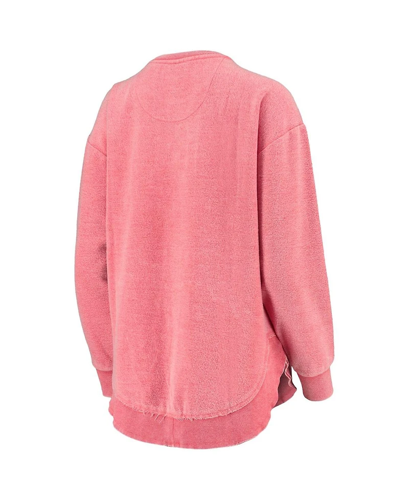 Women's Pressbox Red Distressed Wisconsin Badgers Ponchoville Pullover Sweatshirt