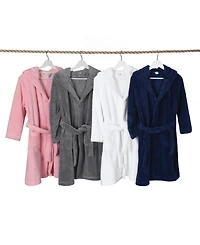 Linum Home Kids Super Plush Double Brushed Hooded Polyester Bathrobe