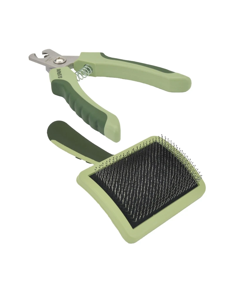 Coastal Pet Safari by Dog Grooming Bundle - Professional Dog Nail Trimmer & Curved Firm Slicker Dog Brush