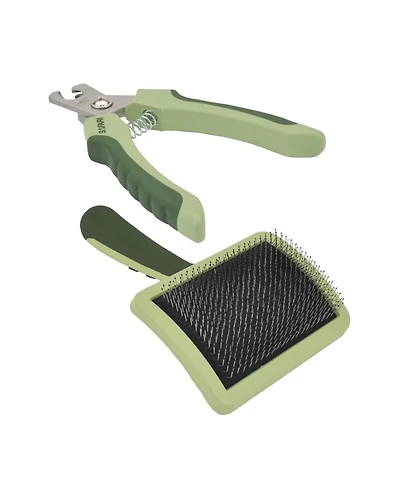 Coastal Pet Safari by Dog Grooming Bundle - Professional Dog Nail Trimmer & Curved Firm Slicker Dog Brush