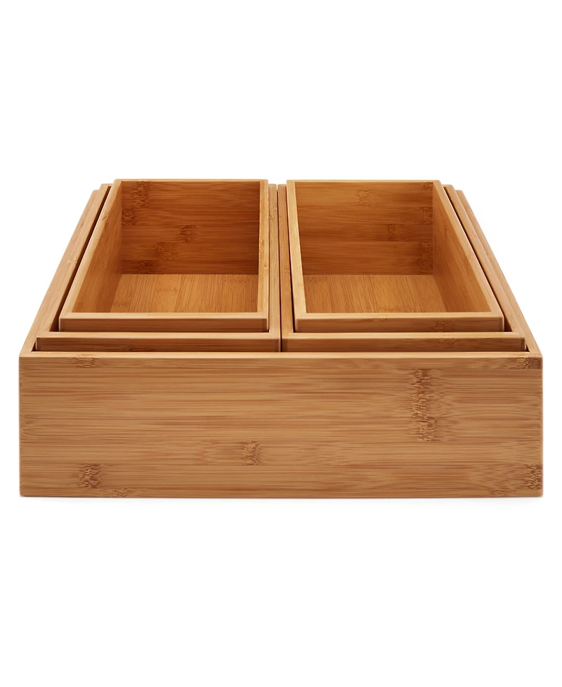 Seville Classics Bamboo 5-Piece Storage Bin Organizer Box Set
