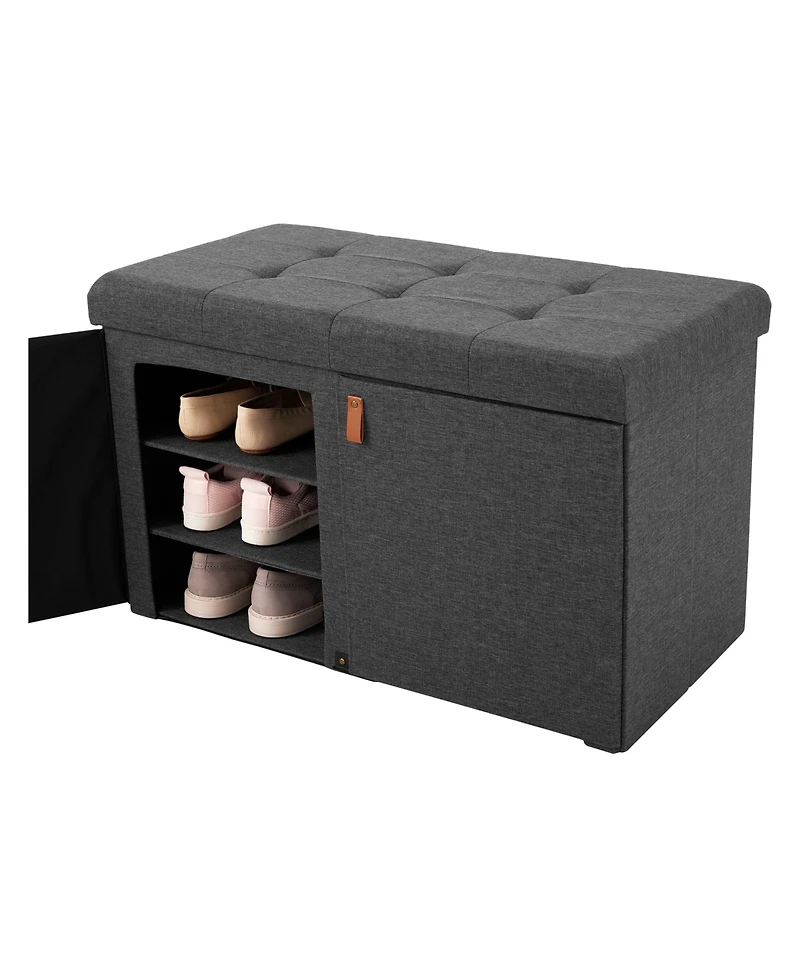 Seville Classics Cushioned Ottoman Shoe Storage Bench