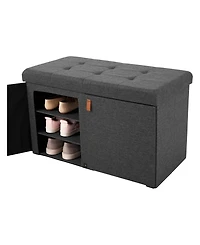 Seville Classics Cushioned Ottoman Shoe Storage Bench