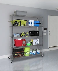Seville Classics UltraDurable 5-Tier Nsf Steel Wire Shelving System, 60" W x 18" D x 72"-76" H