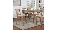 2 Counter Height Chairs in Natural Tone & Beige Wood