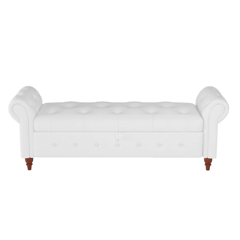 Streamdale Furniture 63" Bed Bench Cream White Fabric