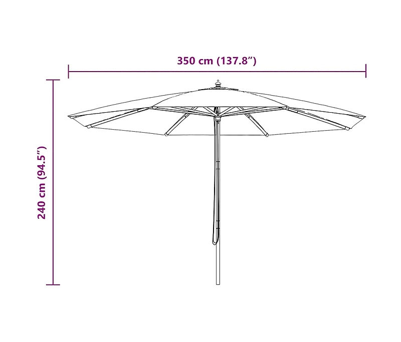 Garden Parasol with Wooden Pole 137.8" Taupe