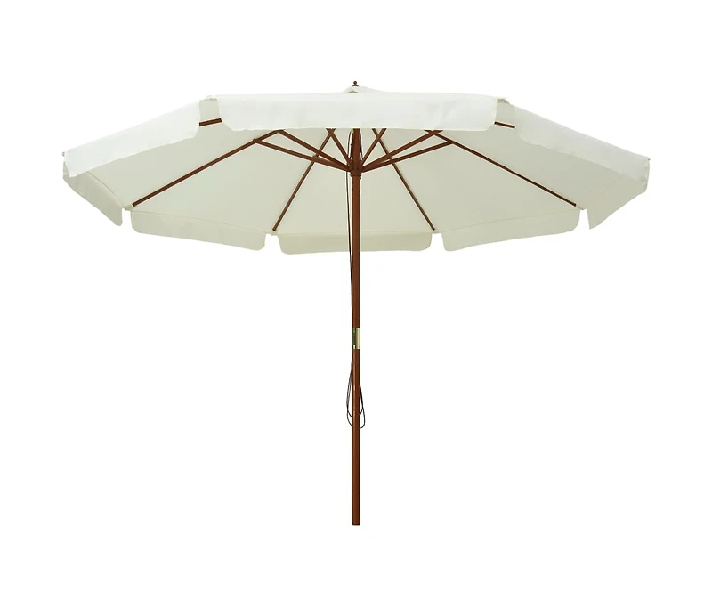 Garden Parasol with Wooden Pole 129.9" Sand White