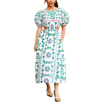 Jessie Zhao New York Danielle Green Garden Midi Dress