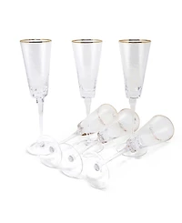 Vivience Square Shaped Rim Hammered Flute Glasses, Set of 6