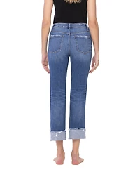 Flying Monkey Women's High Rise Regular Cuffed Straight Jeans