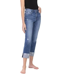 Flying Monkey Women's High Rise Regular Cuffed Straight Jeans