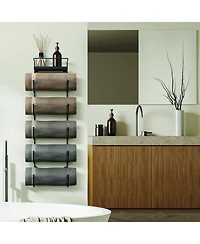 Sorbus Wall Mounted Towel Rack With Shelf - White