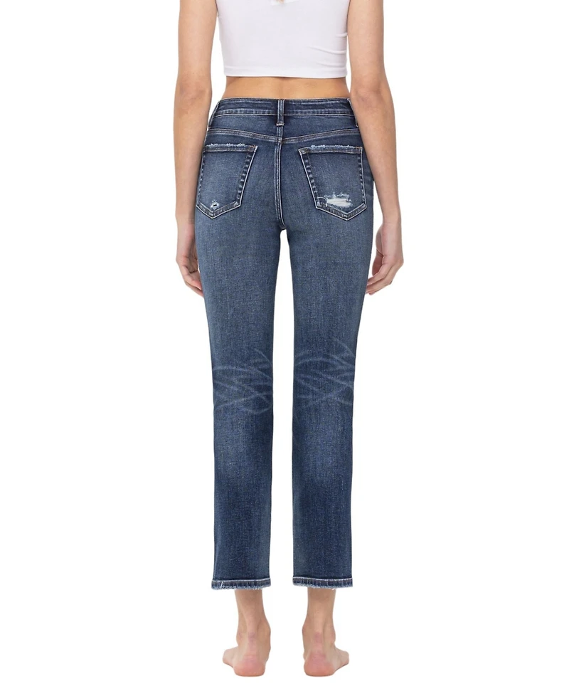 Flying Monkey Women's High Rise Ankle Slim Straight Jeans