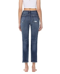Flying Monkey Women's High Rise Ankle Slim Straight Jeans