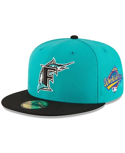 Men's New Era Aqua Florida Marlins World Series Wool 59FIFTY Fitted Hat