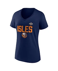Women's Fanatics Navy New York Islanders 2024 Nhl Stadium Series Logo V-Neck T-shirt