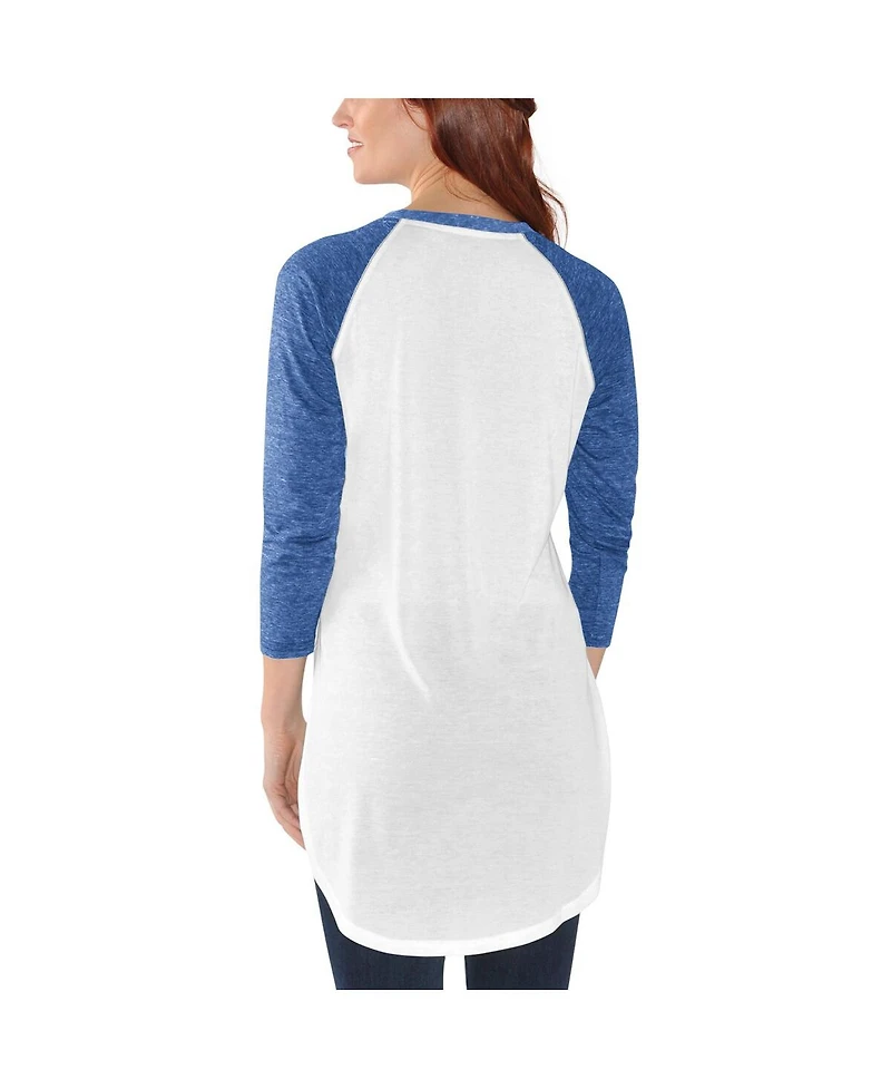 Women's G-iii 4Her by Carl Banks White, Royal Super Bowl Lviii Tailgate Raglan 3/4 Sleeve T-shirt