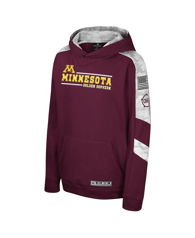 Big Boys Colosseum Maroon Minnesota Golden Gophers Oht Military-Inspired Appreciation Cyclone Digital Camo Pullover Hoodie