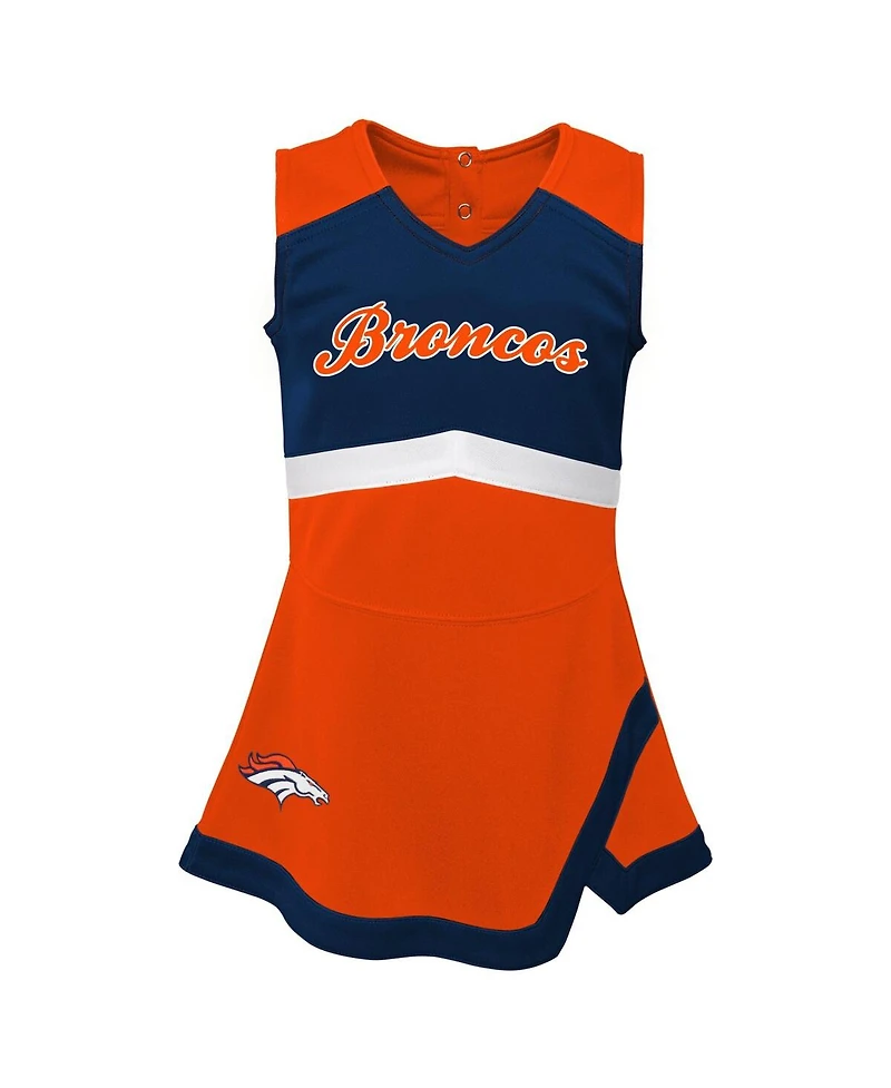 Girls Toddler Orange Denver Broncos Cheer Captain Dress with Bloomers