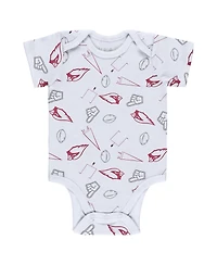 Baby Boys and Girls Wear by Erin Andrews Gray, Cardinal, White Arizona Cardinals Three-Piece Turn Me Around Bodysuits and Pant Set