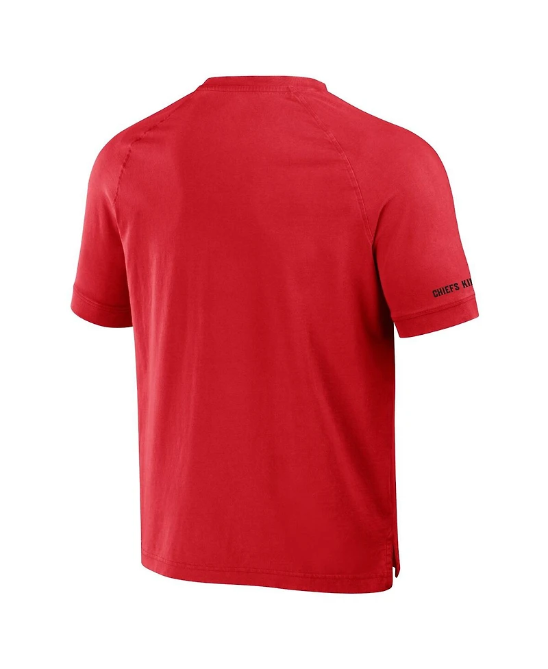 Men's Nfl x Darius Rucker Collection by Fanatics Red Kansas City Chiefs Washed Raglan Henley T-shirt