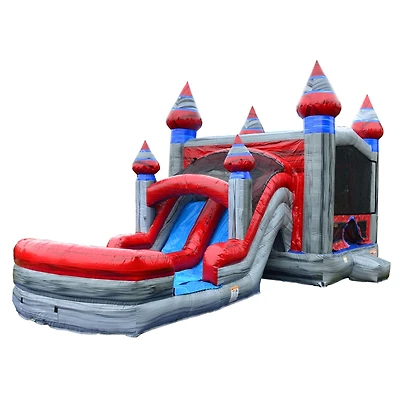 JumpOrange Titanium Commercial Grade Bounce House Water Slide Combo with Pool for Kids and Adults (with Blower), Basketball Hoop, Wet Dry Use, Outdoor
