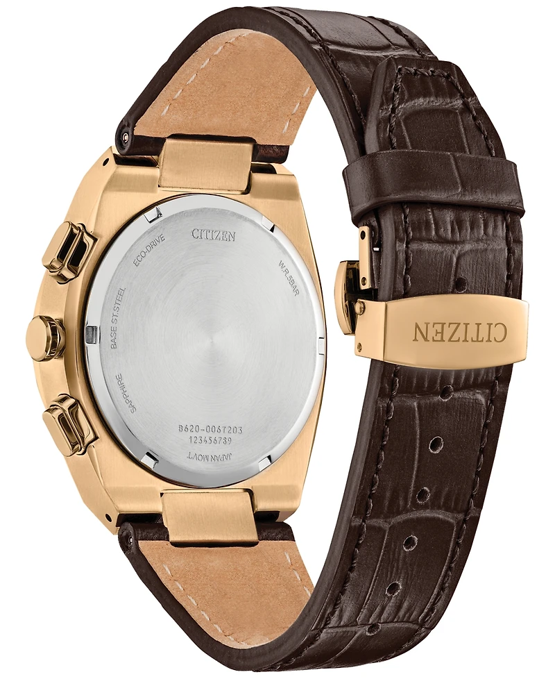 Citizen Eco-Drive Men's Chronograph Modern Brown Leather Strap Watch 43mm