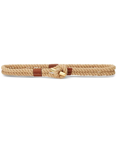 Lauren Ralph Women's Leather-Trim Rope Toggle Skinny Belt