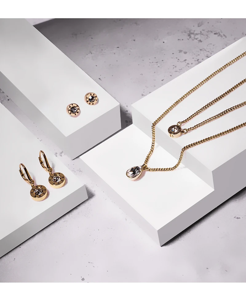 Dkny Crystal Logo Drop Earrings