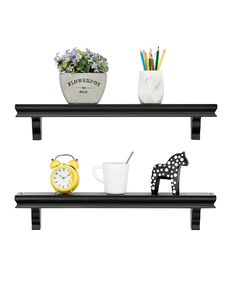 Danya B Decorative 24" Floating Wall Decor Display Ledge Shelves, Set of 2