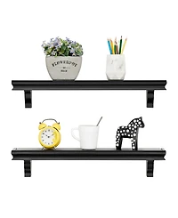 Danya B Decorative 24" Floating Wall Decor Display Ledge Shelves, Set of 2