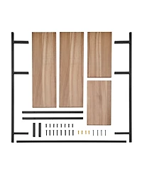 Rhodes 4 Tier Modern Floating Windowsill Wall Shelf Unit with Metal Frame and Light Walnut Mdf Shelves