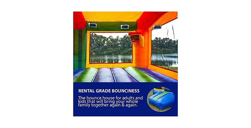 HeroKiddo Sports Commercial Grade Bounce House for Kids and Adults (with Blower), Basketball Hoop, Outdoor Indoor, Birthday Party, Rental Quality, Big