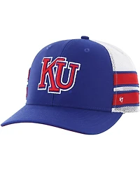 Men's '47 Brand Royal Distressed Kansas Jayhawks Straight Eight Adjustable Trucker Hat